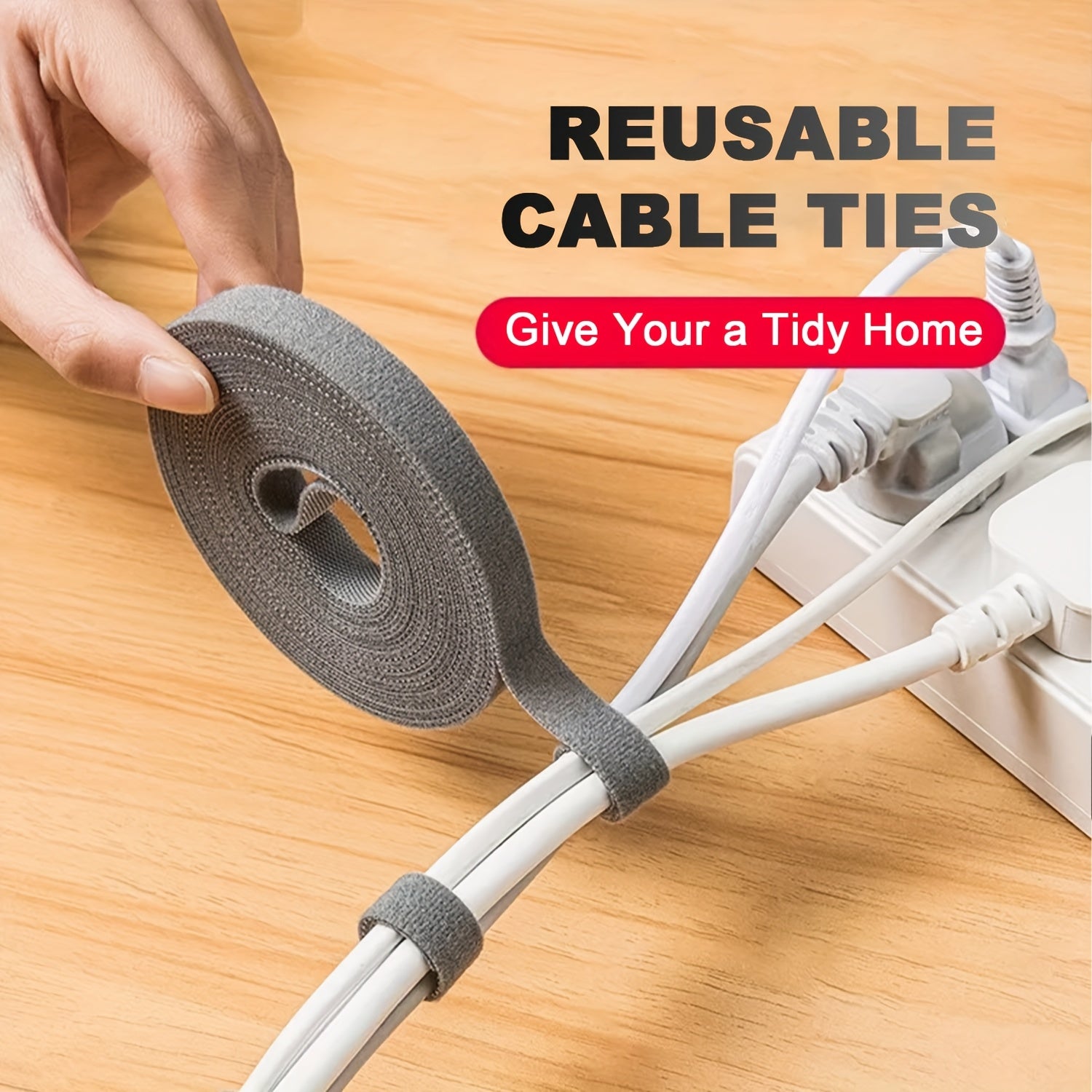 4 Rolls Self-Adhesive Hook and Loop Tape Heavy Duty Sticky Back Tape Fastener - Double Roll with Adhesive Backing - Cut to Size Strips