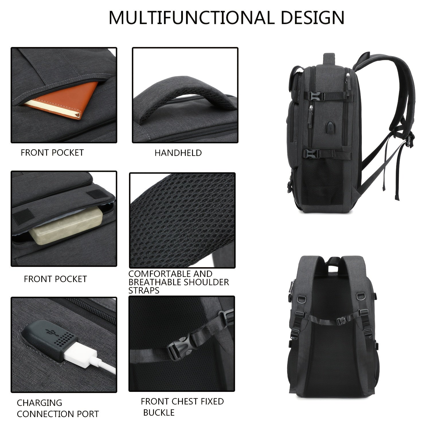 Travel Backpack for Women Men Carry On Backpack fits 16” Laptop Waterproof Convertible Backpack with Shoe Compartment