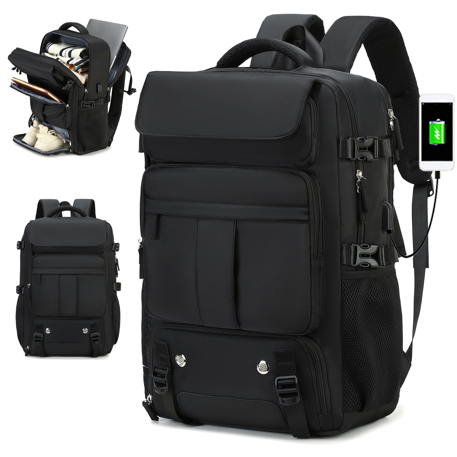 Travel Backpack for Women Men Carry On Backpack fits 16” Laptop Waterproof Convertible Backpack with Shoe Compartment
