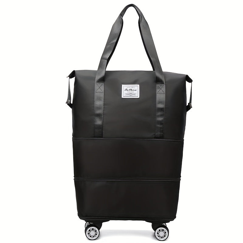 3-Layer Extra-Large Foldable Travel Bag with Wheels | Nylon Luggage for Daily Commute & Moving