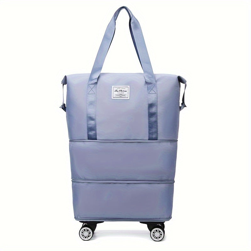 3-Layer Extra-Large Foldable Travel Bag with Wheels | Nylon Luggage for Daily Commute & Moving