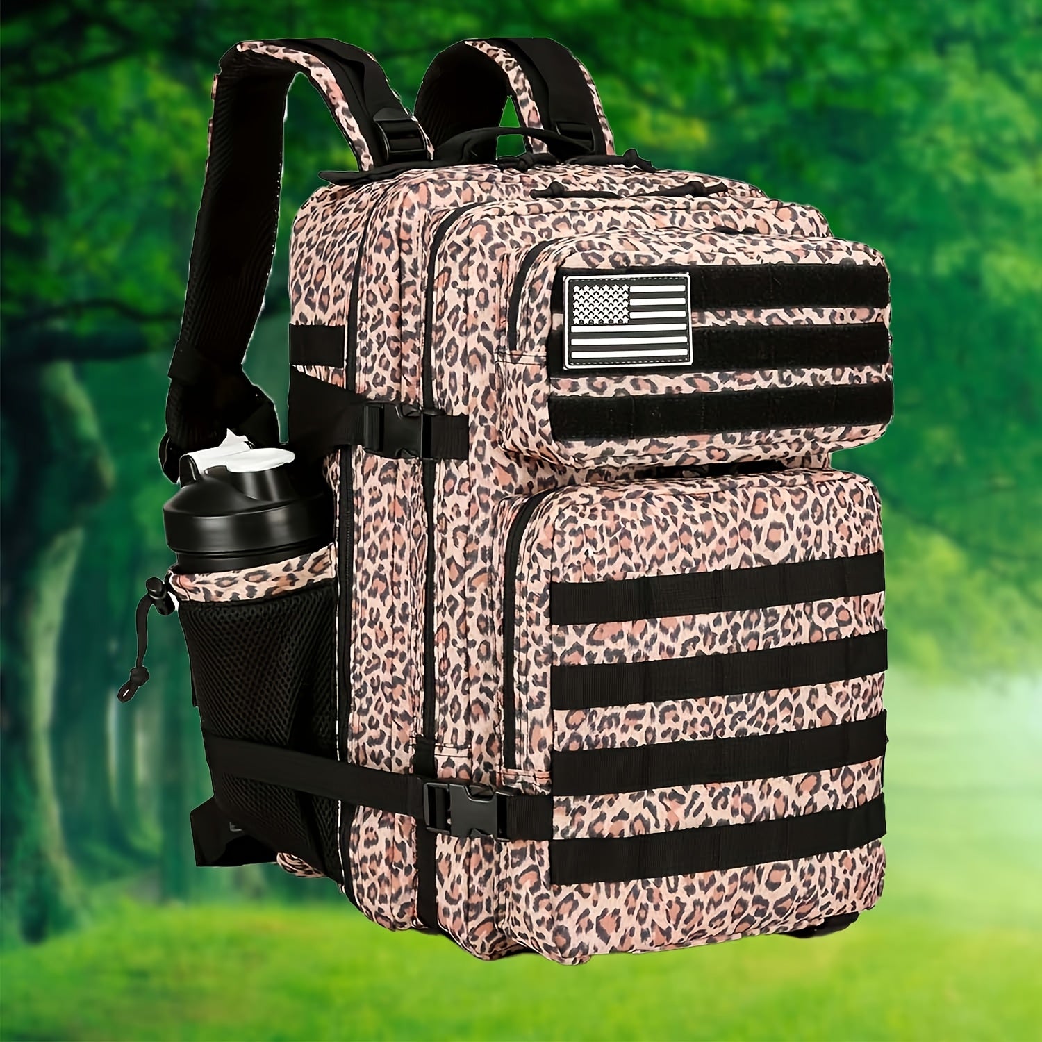 Military 45L Tactical Assault Backpack 3 day assault pack with Molle Waterproof backpack Leopard