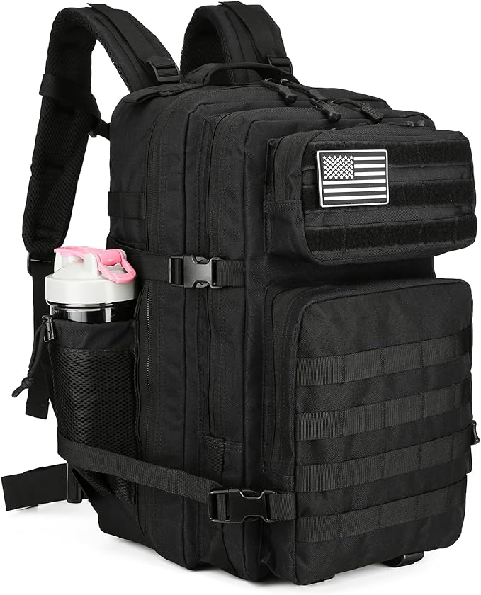 Military 45L Tactical Assault Backpack 3 day assault pack with Molle Waterproof backpack Black