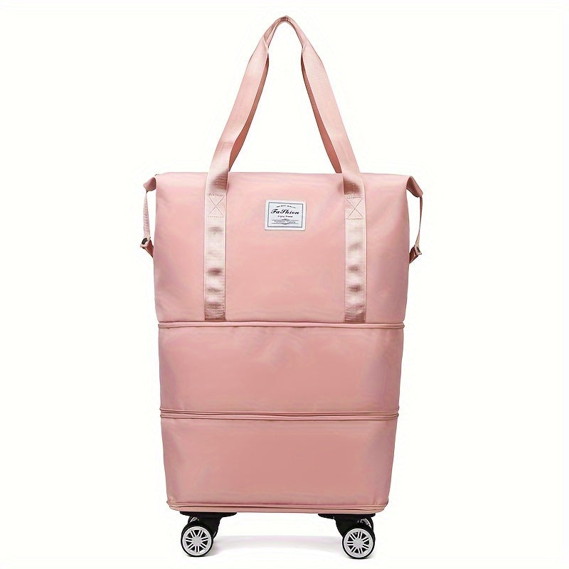 3-Layer Extra-Large Foldable Travel Bag with Wheels | Nylon Luggage for Daily Commute & Moving