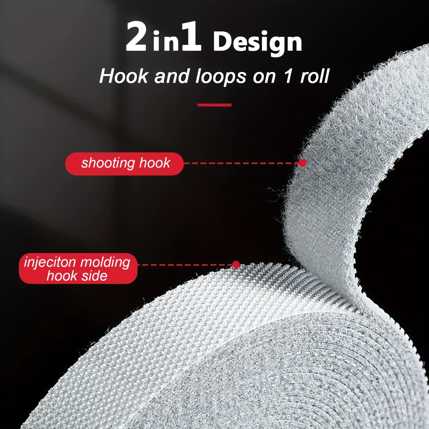 4 Rolls Self-Adhesive Hook and Loop Tape Heavy Duty Sticky Back Tape Fastener - Double Roll with Adhesive Backing - Cut to Size Strips