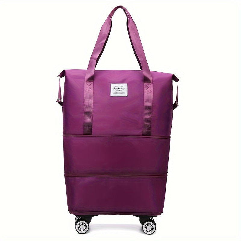 3-Layer Extra-Large Foldable Travel Bag with Wheels | Nylon Luggage for Daily Commute & Moving