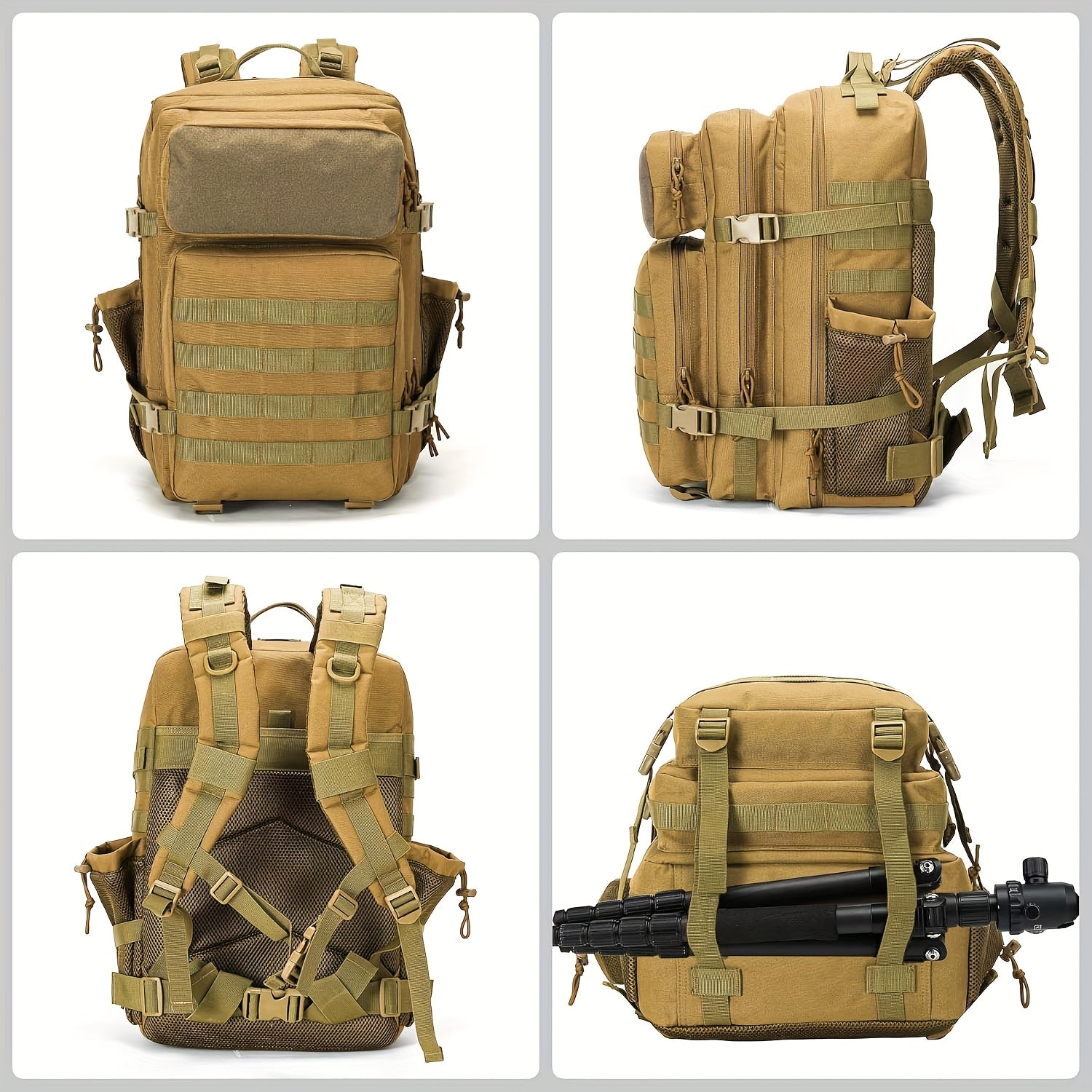 Military 45L Tactical Assault Backpack 3 day assault pack with Molle Waterproof backpack Khaki