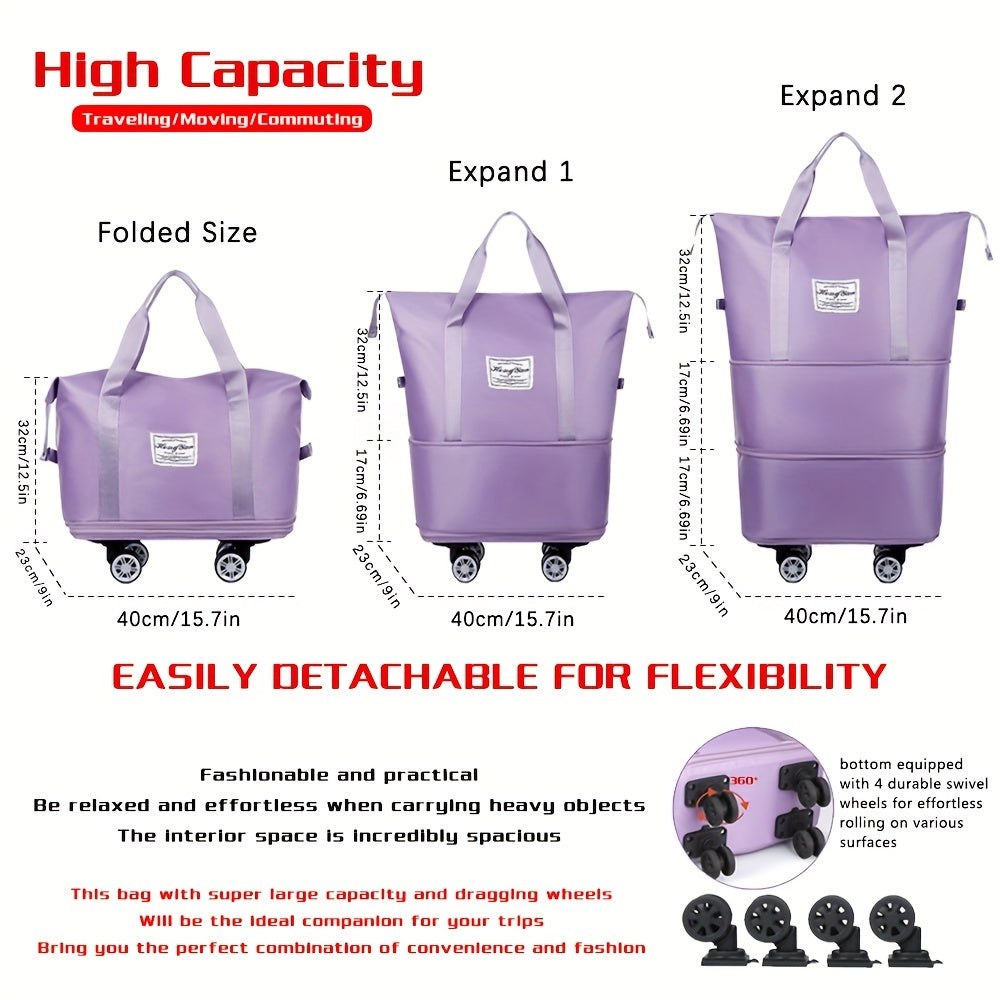 3-Layer Extra-Large Foldable Travel Bag with Wheels | Nylon Luggage for Daily Commute & Moving