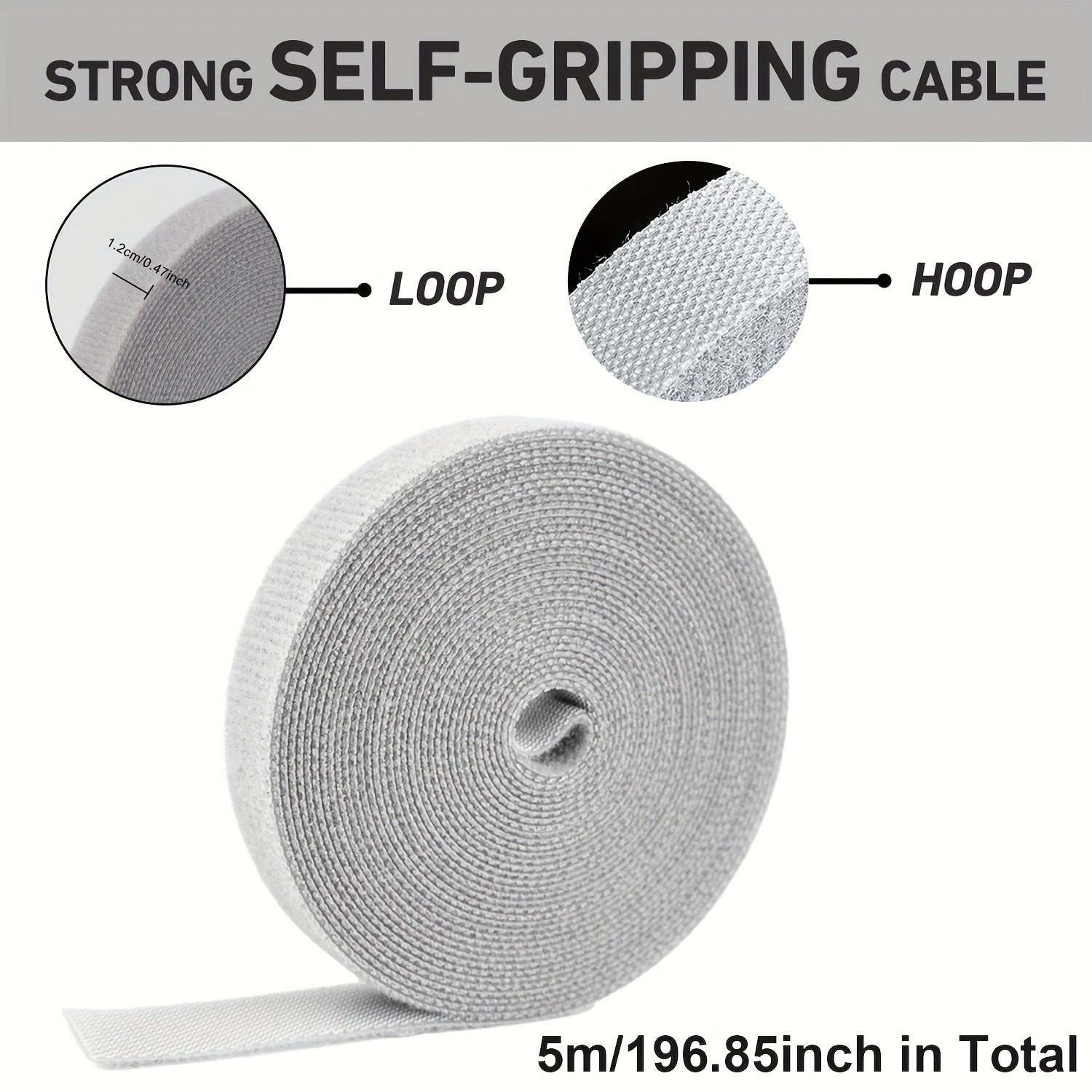 4 Rolls Self-Adhesive Hook and Loop Tape Heavy Duty Sticky Back Tape Fastener - Double Roll with Adhesive Backing - Cut to Size Strips