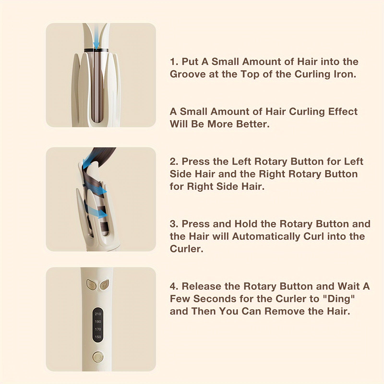 Auto Hair Curler with Rotation, 4 Heat Settings (300°-410°F) for All Hair Types, Automatic Curling Iron with Anti-Scald Shell & Dual Rotation for Beach Waves & Spiral Curls