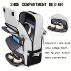 Travel Backpack for Women Men Carry On Backpack fits 16” Laptop Waterproof Convertible Backpack with Shoe Compartment (Grey)