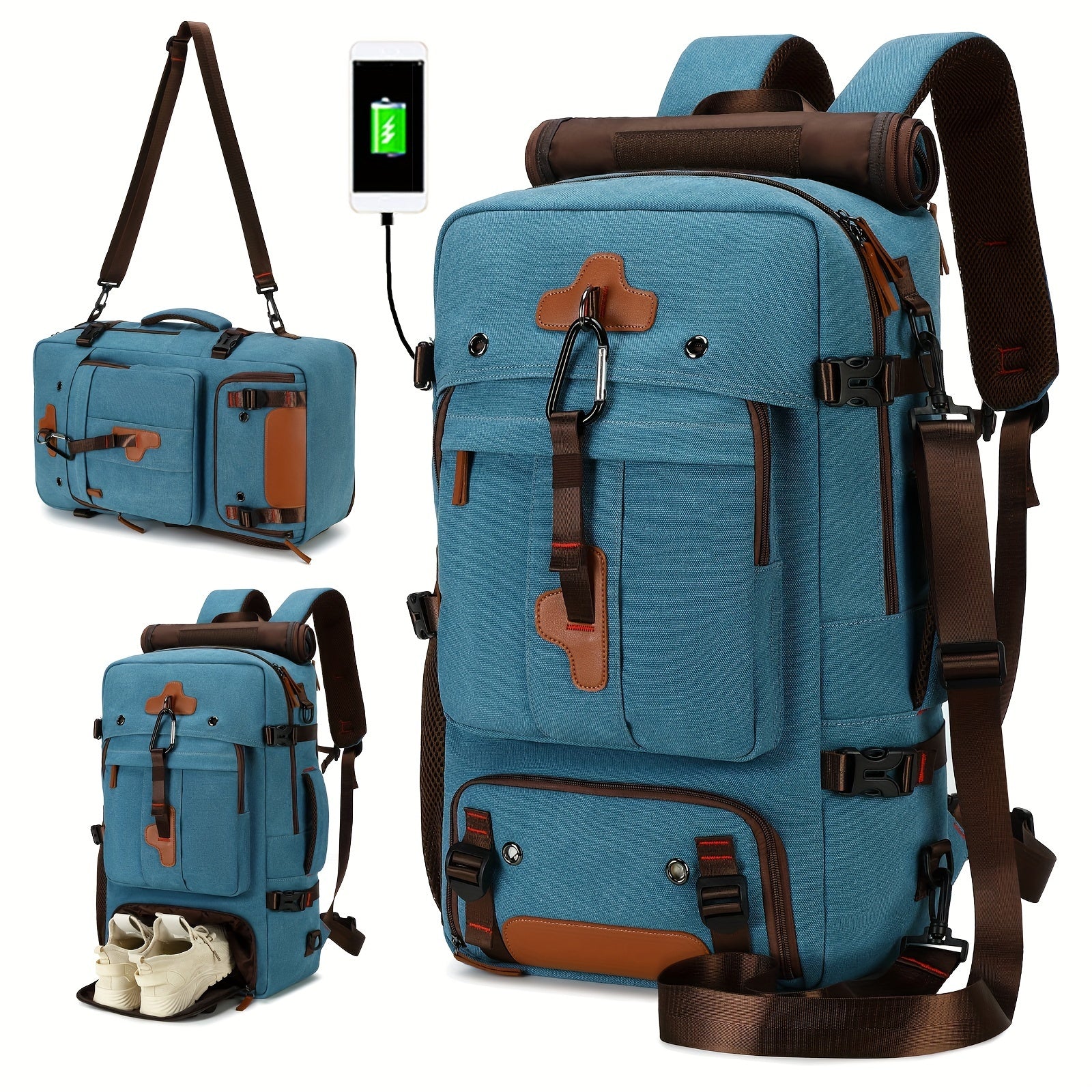 Travel Backpack for Women Men Carry On Backpack fits 18” Laptop Waterproof Convertible Backpack with Shoe Compartment