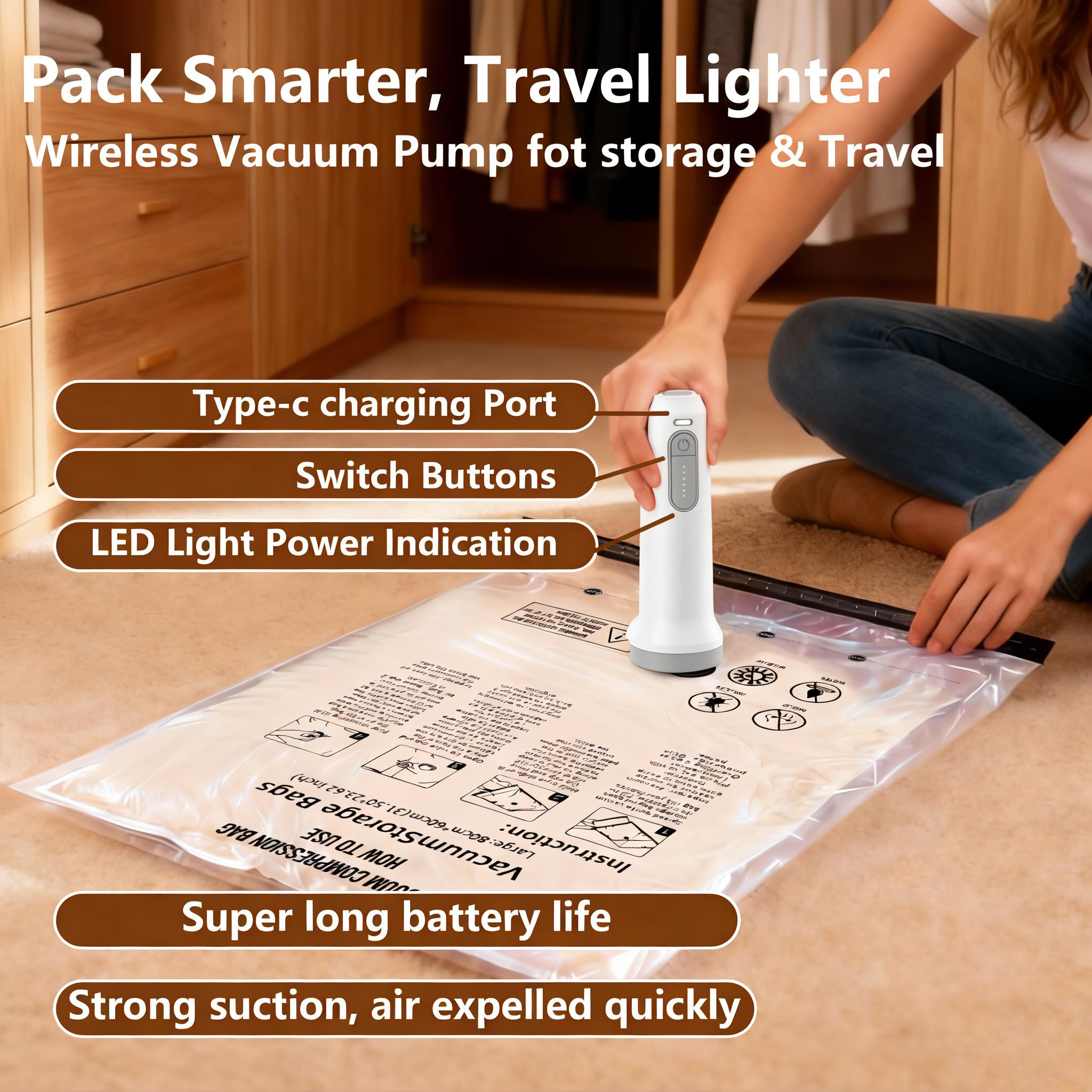 Vacuum Storage Bags with Wireless Pump – 15-Pack