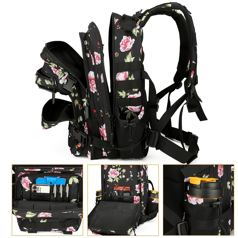 Military 45L Tactical Assault Backpack 3 day assault pack with Molle Waterproof backpack Peony