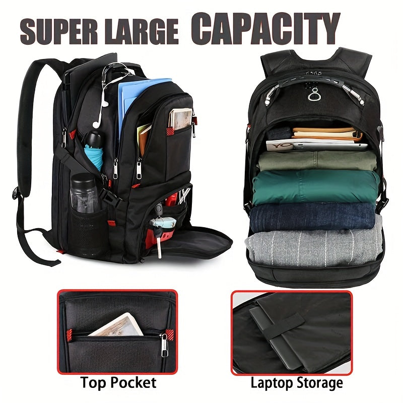 Extra Large Travel Backpack for Men Women: 17 in Laptop Backpacks for School, Anti Theft TSA Travel Bag with USB Charging Port, Business Computer Bag