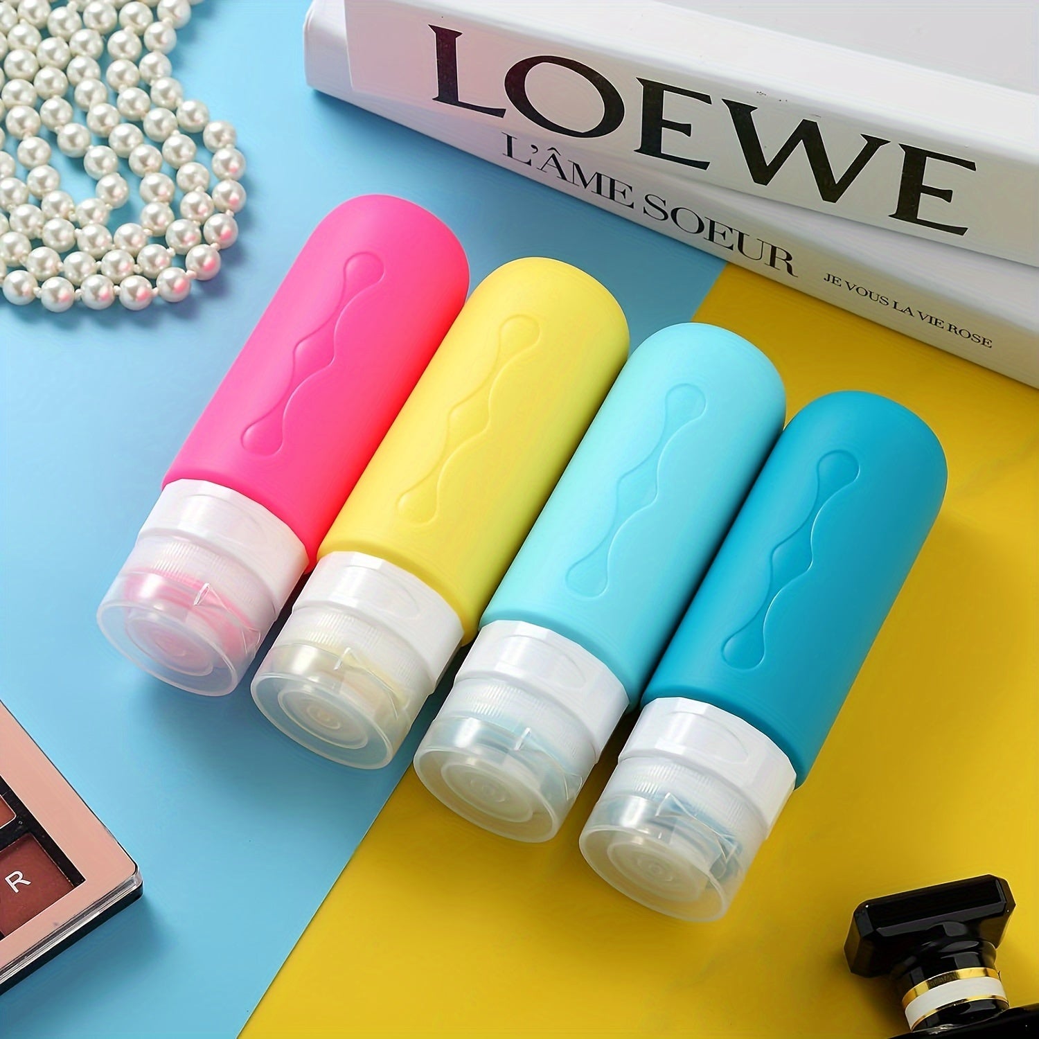 Silicone Travel Bottles - TSA-Approved Leakproof Containers - BPA-Free Fillable Liquid Travel Accessories, 3 oz, Round Unscented for Shampoo Lotion, Hand Wash, etc...