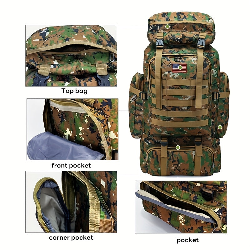 70L Hiking Backpack for Men, Waterproof Lightweight Camping Backpack, Military Rucksack with Molle, 3-Day Assault Pack for Travel, Climbing, Outdoor Sports
