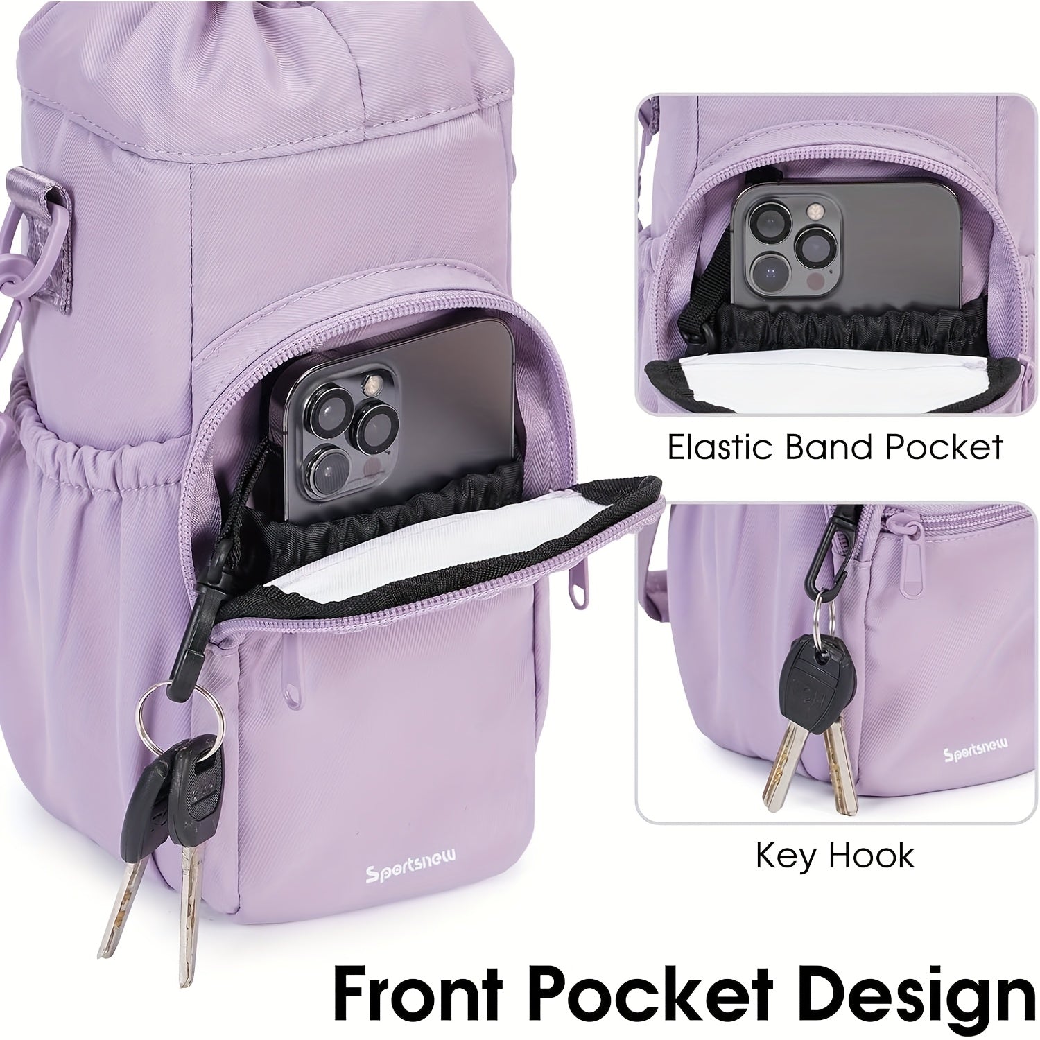 Water Bottle Carrier Bag with Phone Pocket for Stanley Cup 40/30oz,Insulated Neoprene Water Bottle Holder Cross-body Carrier Bag with Adjustable Shoulder & Handheld Strap