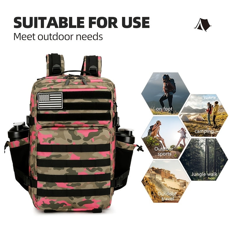Military 45L Tactical Assault Backpack 3 day assault pack with Molle Waterproof backpack  Pink Camo