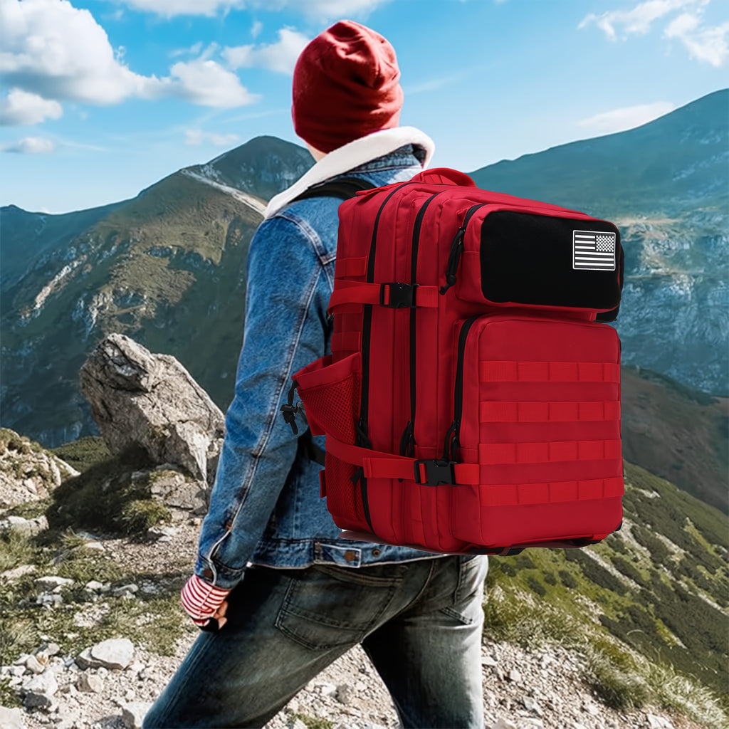 Military 45L Tactical Assault Backpack 3 day assault pack with Molle Waterproof backpack RED