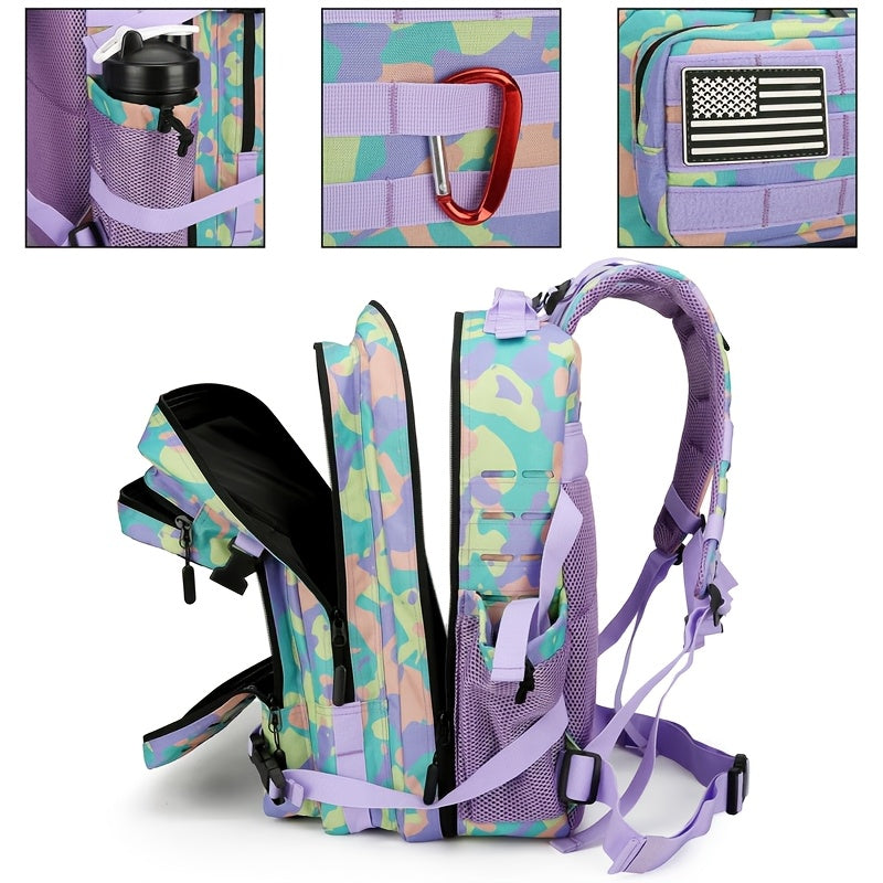 Military 45L Tactical Assault Backpack 3 day assault pack with Molle Waterproof backpack Dream Light Violet