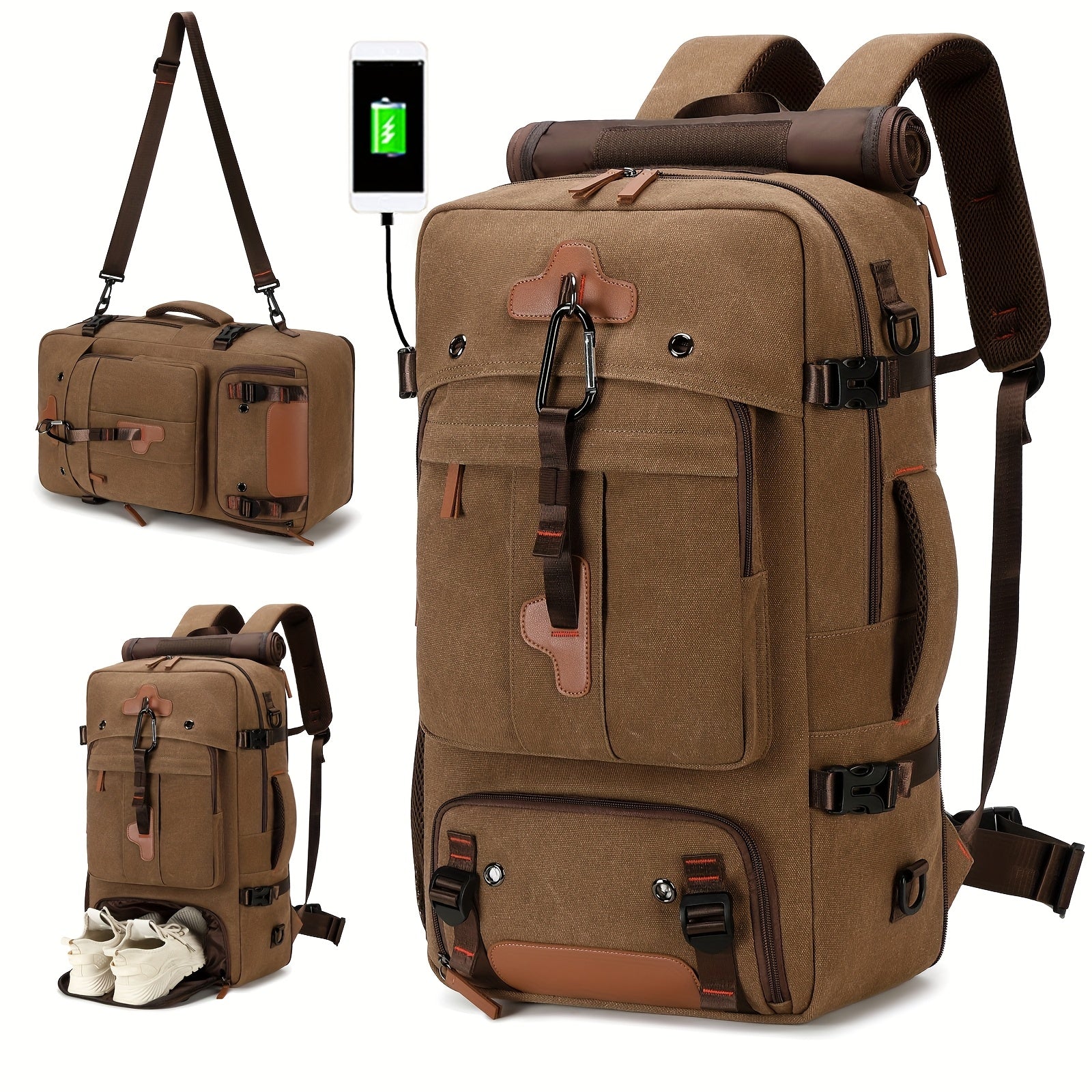 Travel Backpack for Women Men Carry On Backpack fits 18” Laptop Waterproof Convertible Backpack with Shoe Compartment