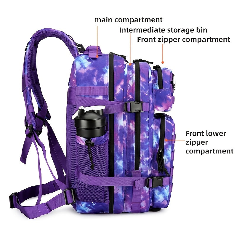 Military 45L Tactical Assault Backpack 3 day assault pack with Molle Waterproof backpack Purple Magic Color