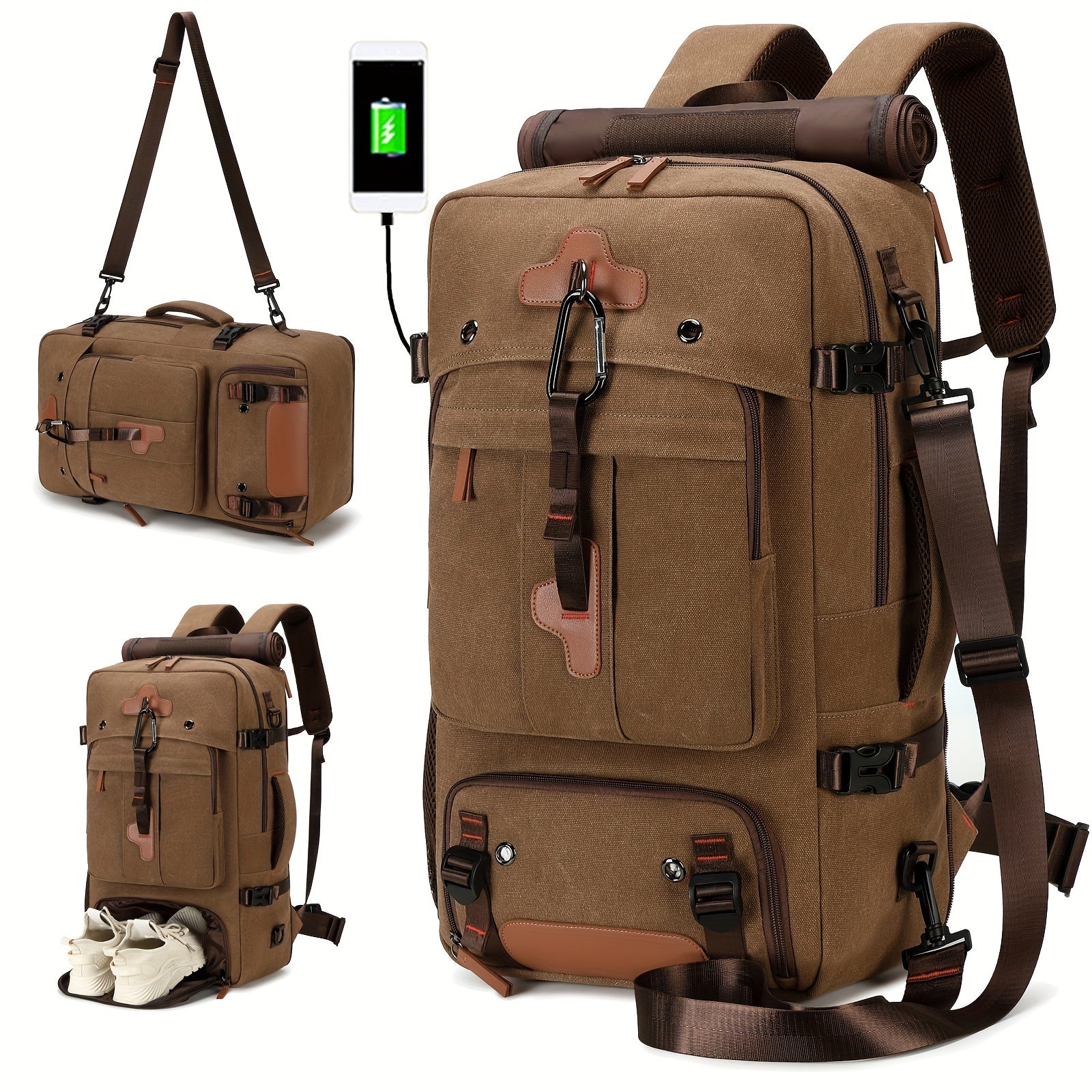 Travel Backpack for Women Men Carry On Backpack fits 18” Laptop Waterproof Convertible Backpack with Shoe Compartment