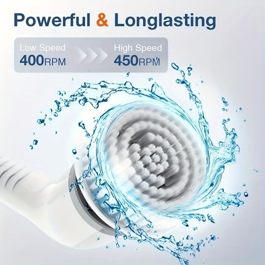 Electric Spin Scrubber, 2 Speeds, Cordless Power Spinning Cleaner Brush, Handheld Shower With 8 Replaceable Brush Heads+cleaner For Tile, Tub, Sink, Wall, Bathroom