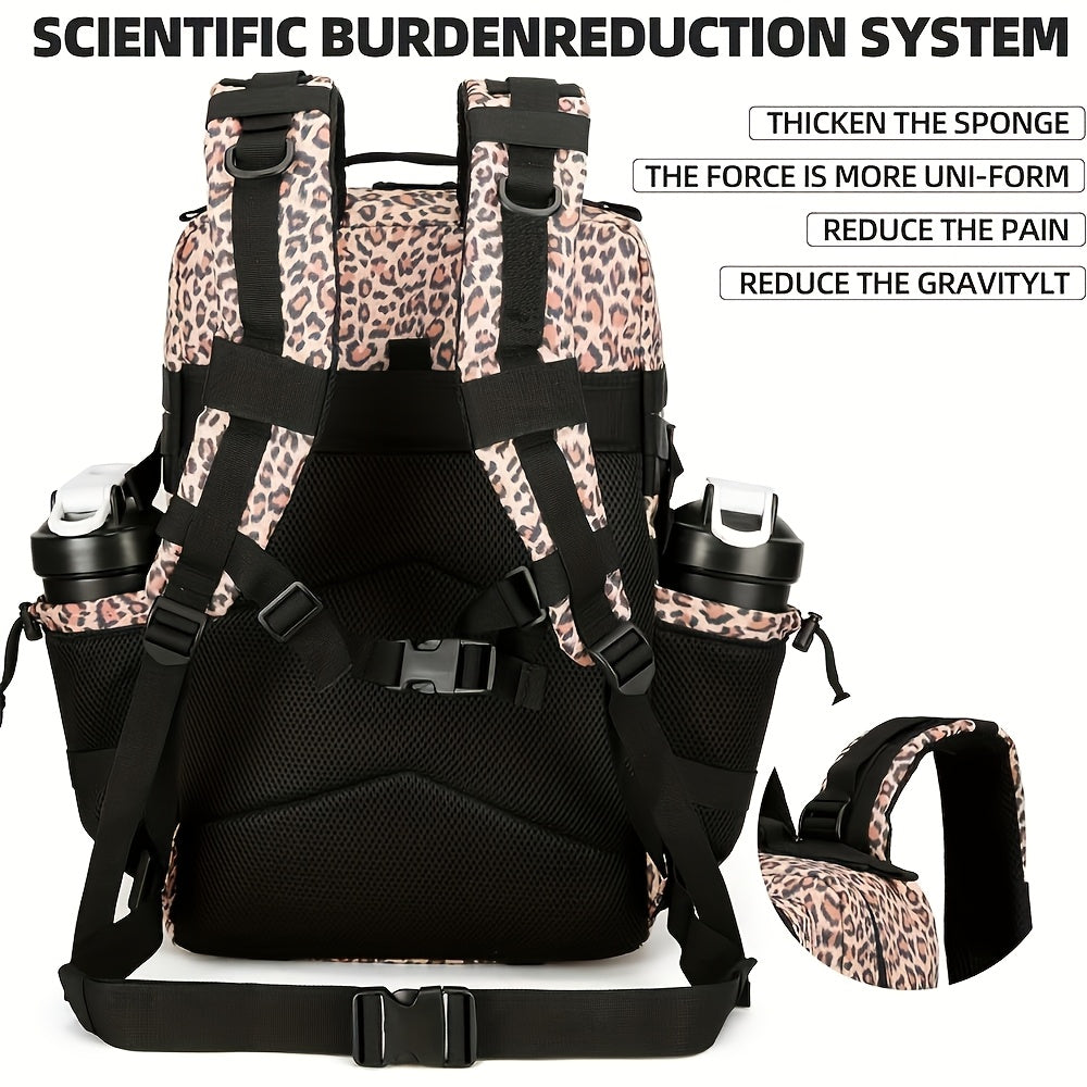 Military 45L Tactical Assault Backpack 3 day assault pack with Molle Waterproof backpack Leopard