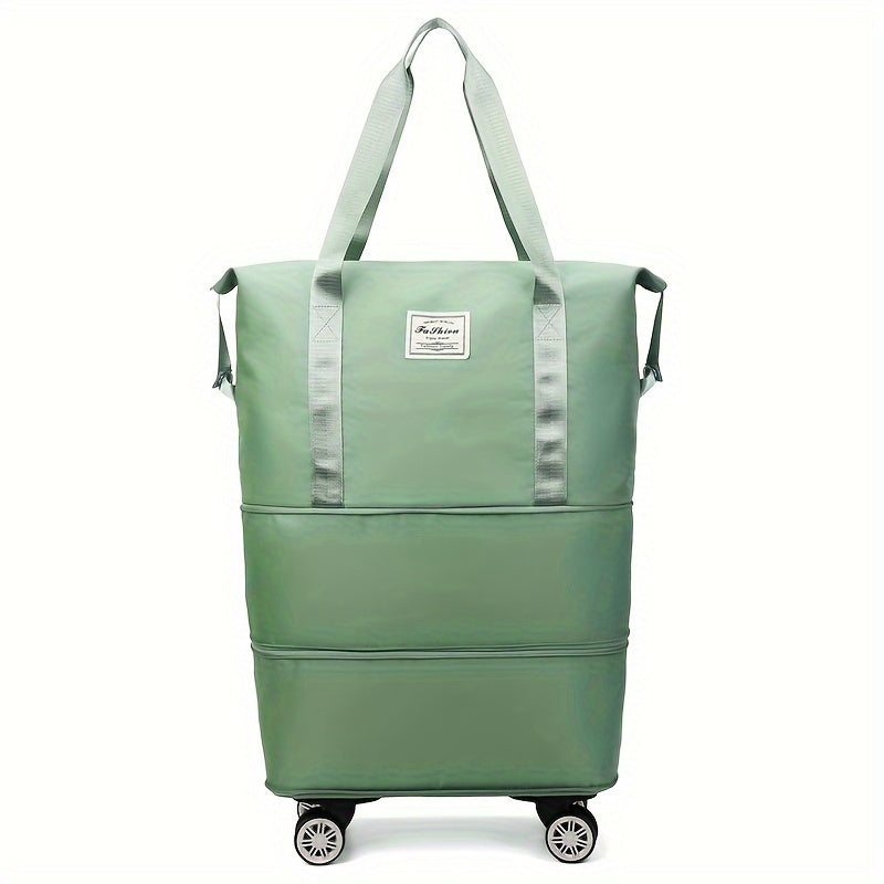 3-Layer Extra-Large Foldable Travel Bag with Wheels | Nylon Luggage for Daily Commute & Moving