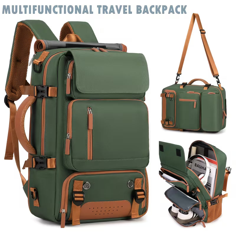 Travel Backpack for Women Men Carry On Backpack fits 16” Laptop Waterproof Convertible Backpack with Shoe Compartment (Grey)