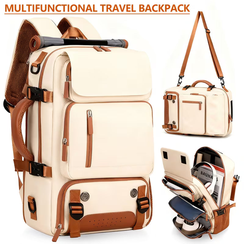 Travel Backpack for Women Men Carry On Backpack fits 16” Laptop Waterproof Convertible Backpack with Shoe Compartment (Grey)