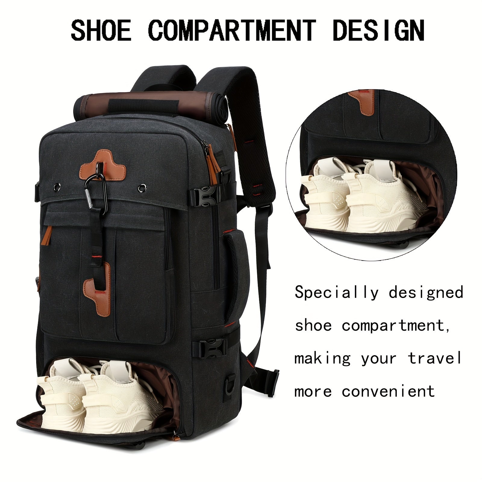 Travel Backpack for Women Men Carry On Backpack fits 18” Laptop Waterproof Convertible Backpack with Shoe Compartment
