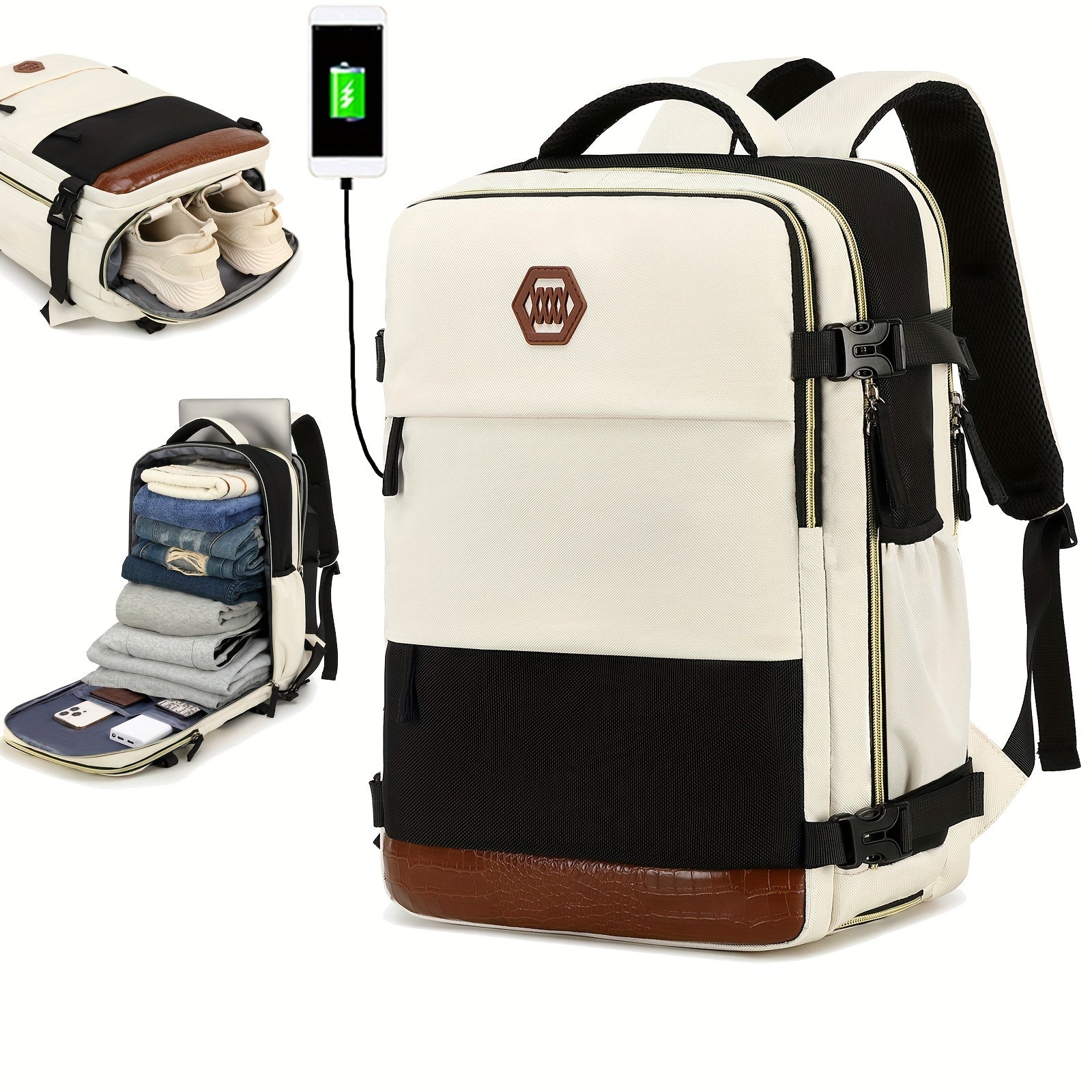 Women's Travel Backpack, Airline Approved Laptop Bag for Men & Women, College Computer Bag, , Casual Backpack with Shoe Compartement