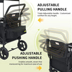Osmika wagon stroller adjustable push-pull PU leather handle detail
