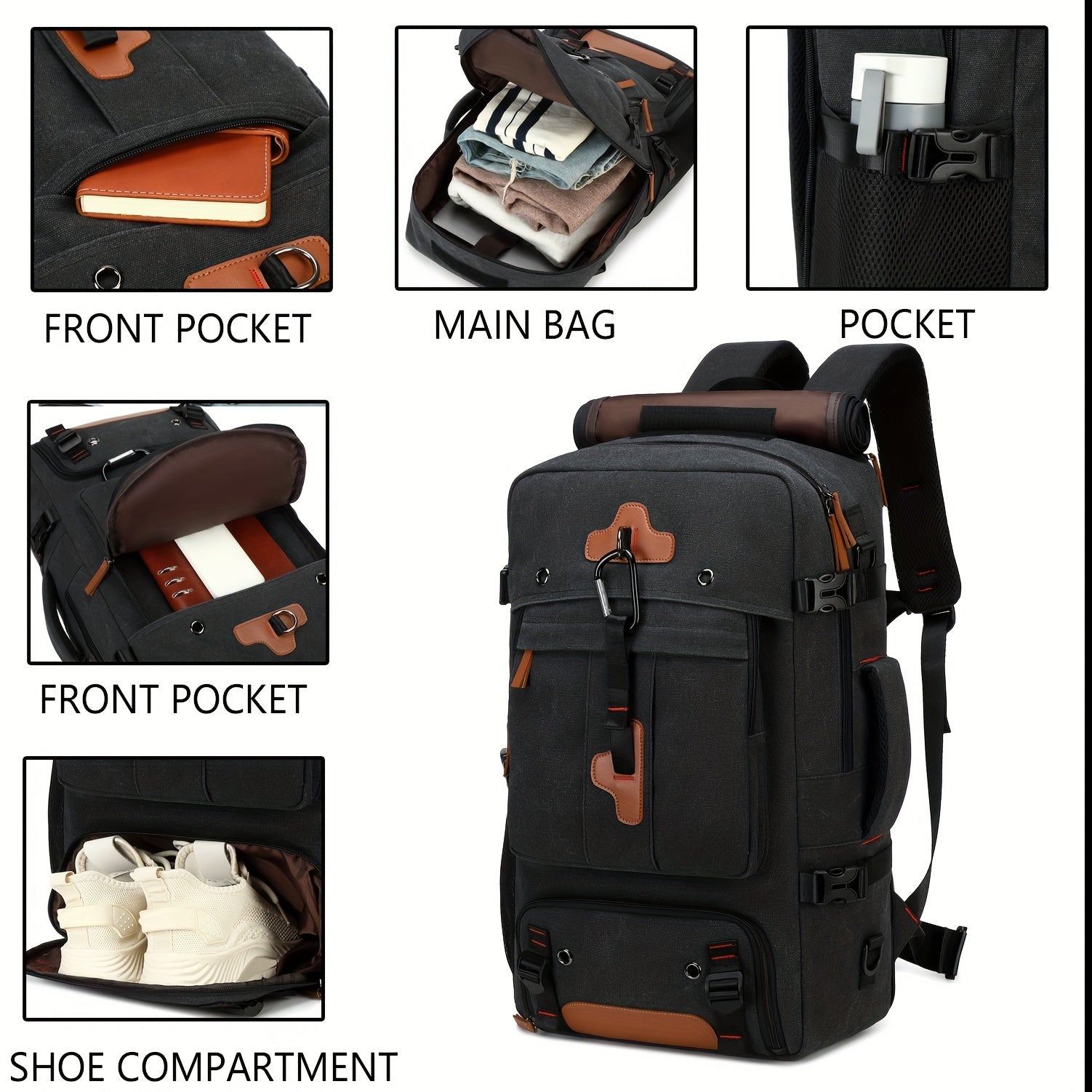 Travel Backpack for Women Men Carry On Backpack fits 18” Laptop Waterproof Convertible Backpack with Shoe Compartment