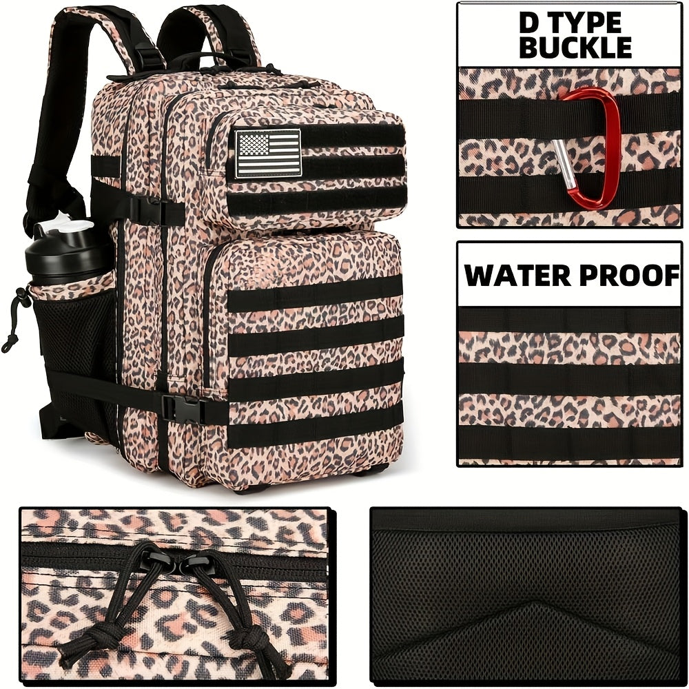 Military 45L Tactical Assault Backpack 3 day assault pack with Molle Waterproof backpack Leopard