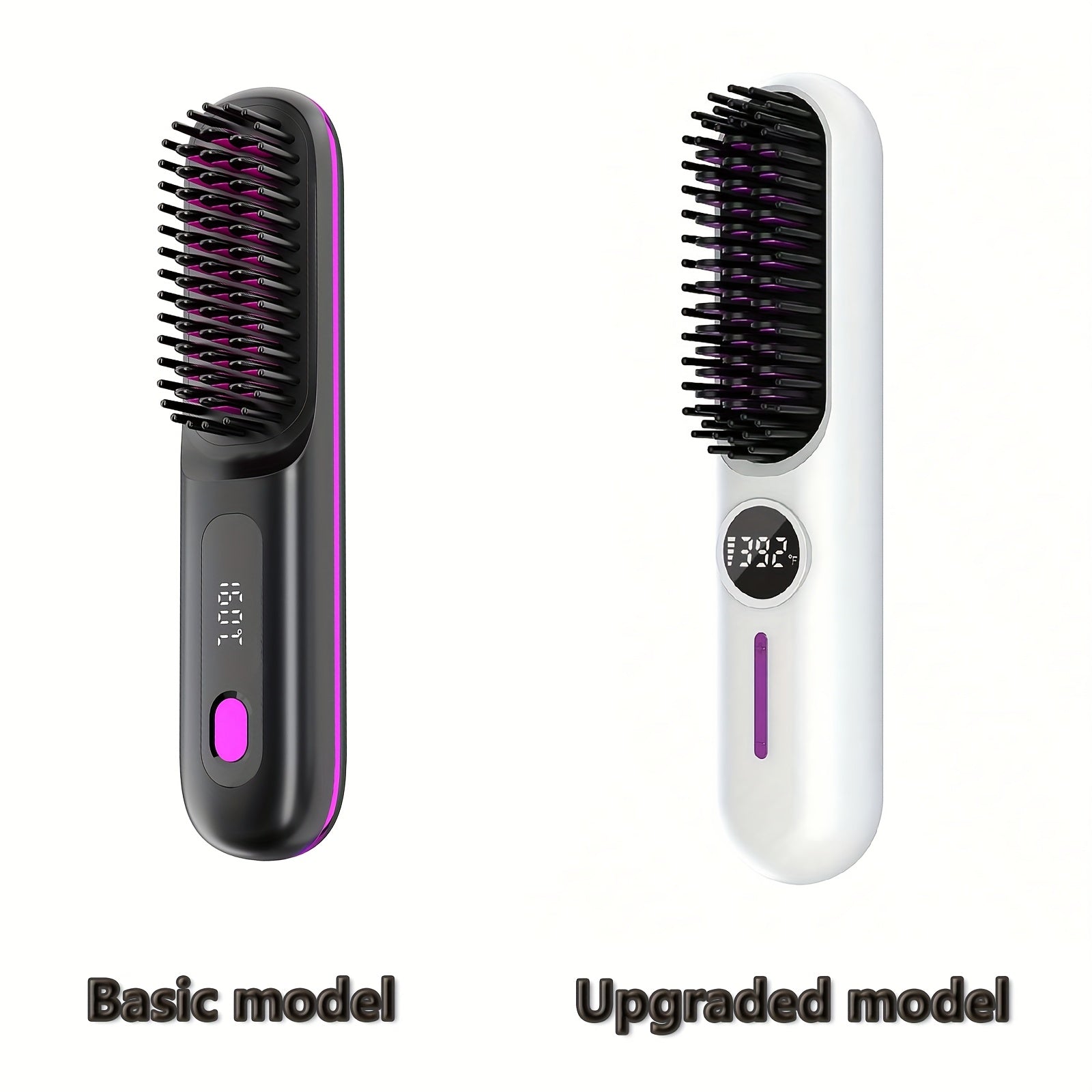Cordless Hair Straightener for Travel,Mini Hair Straightener Comb with Negative Ion,Portable hot Brush Hair Straightener for Women, Rechargeable 9600mAh Battery, Anti-Scald,12 Temp-Setting