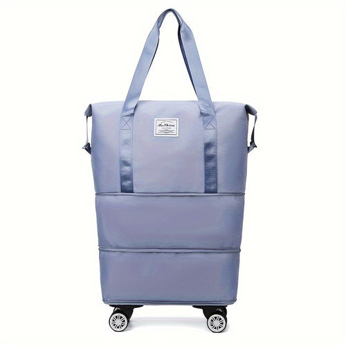 3-Layer Extra-Large Foldable Travel Bag with Wheels | Nylon Luggage for Daily Commute & Moving