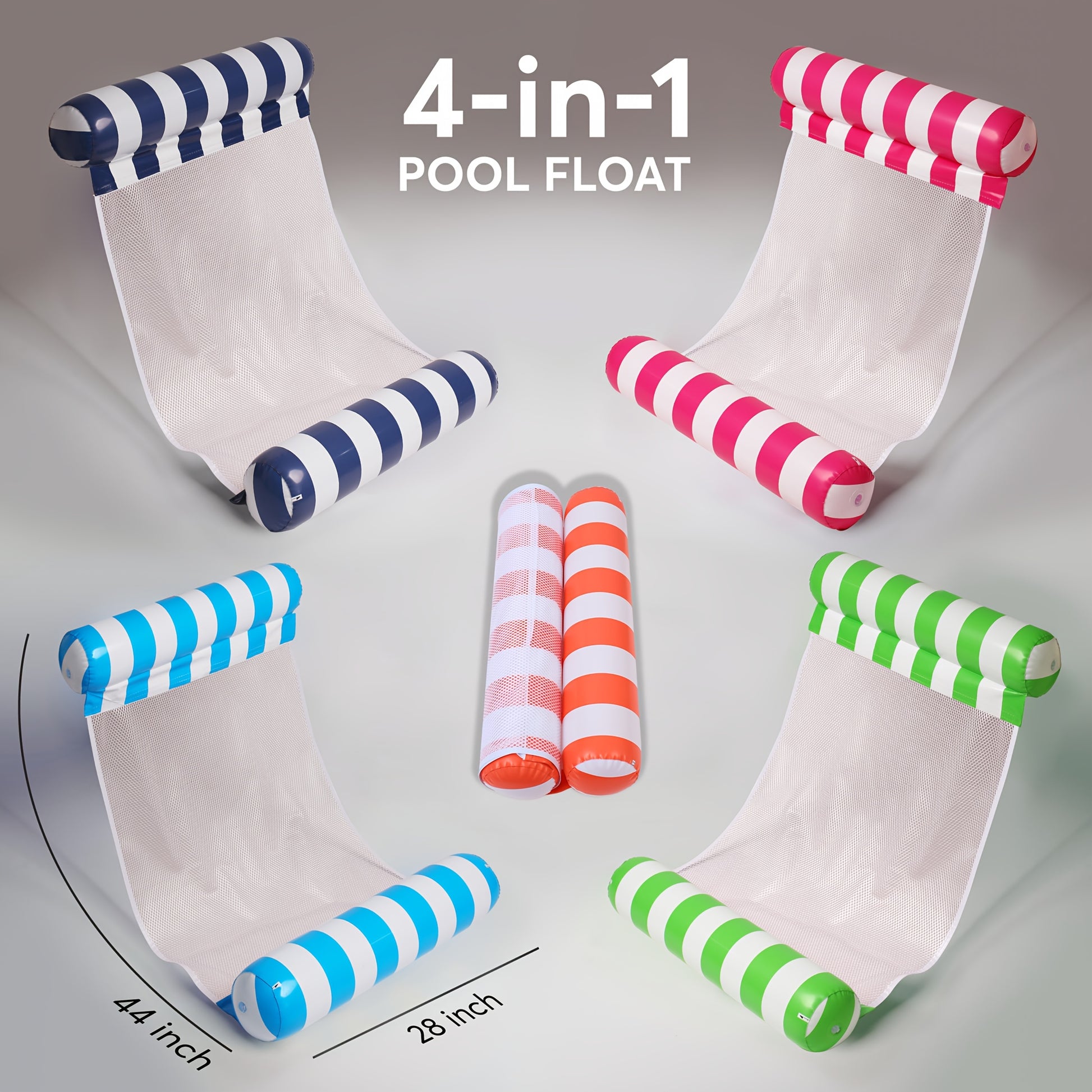 Inflatable Hammock Pool Floats For Adults - Heavy Duty 4-in-1 Multi-Purpose Design Converts To Lounge Chair/Saddle/Drifter/Floating Bed, Includes Fast Air Pump