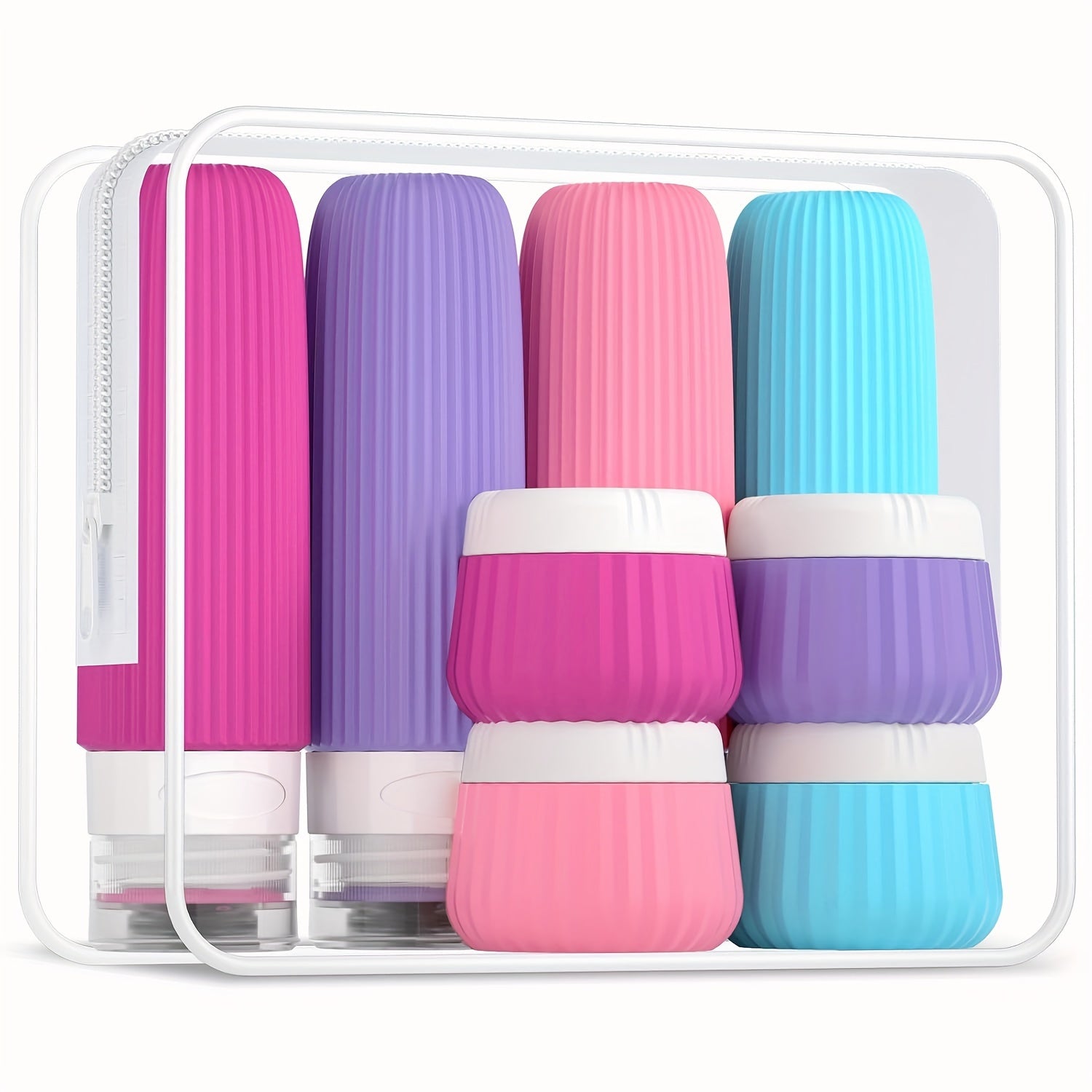 Travel Size Wash And Bath Products 3 Ounce, With Clear Bag, Leak-Proof Silicone Squeezable Travel Necessary accessories