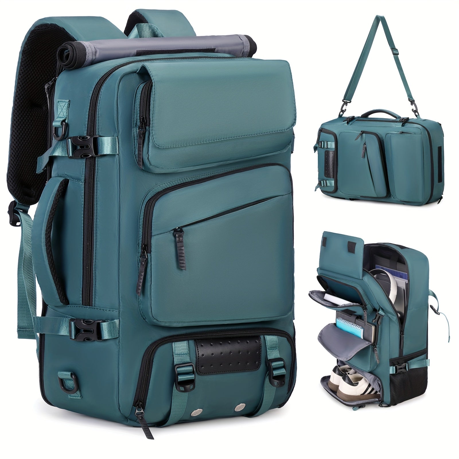Travel Backpack for Women Men Carry On Backpack fits 16” Laptop Waterproof Convertible Backpack with Shoe Compartment (Grey)