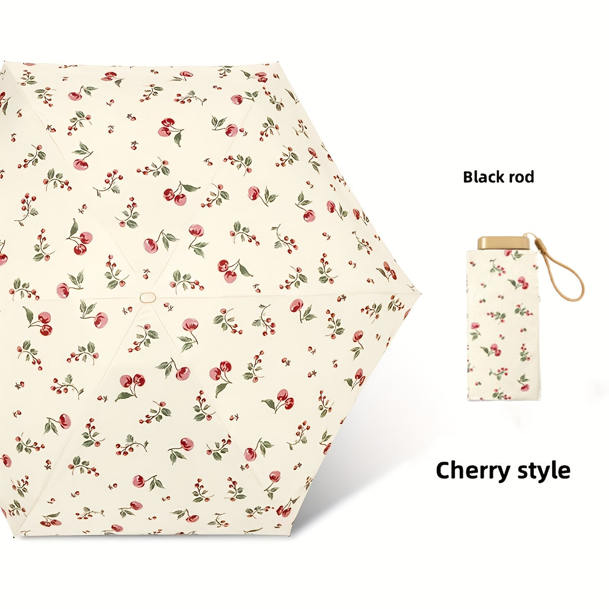 Foldable Umbrella Stylish Floral Card Design, Durable Iron Frame, Manual Open, Compact & Lightweight for Rain or Sun Protection, Rainproof Umbrella