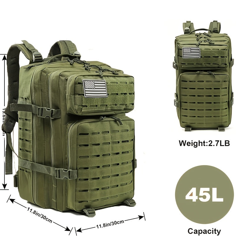 Military 45L Tactical Assault Backpack 3 day assault pack with Molle Waterproof backpack Army Green