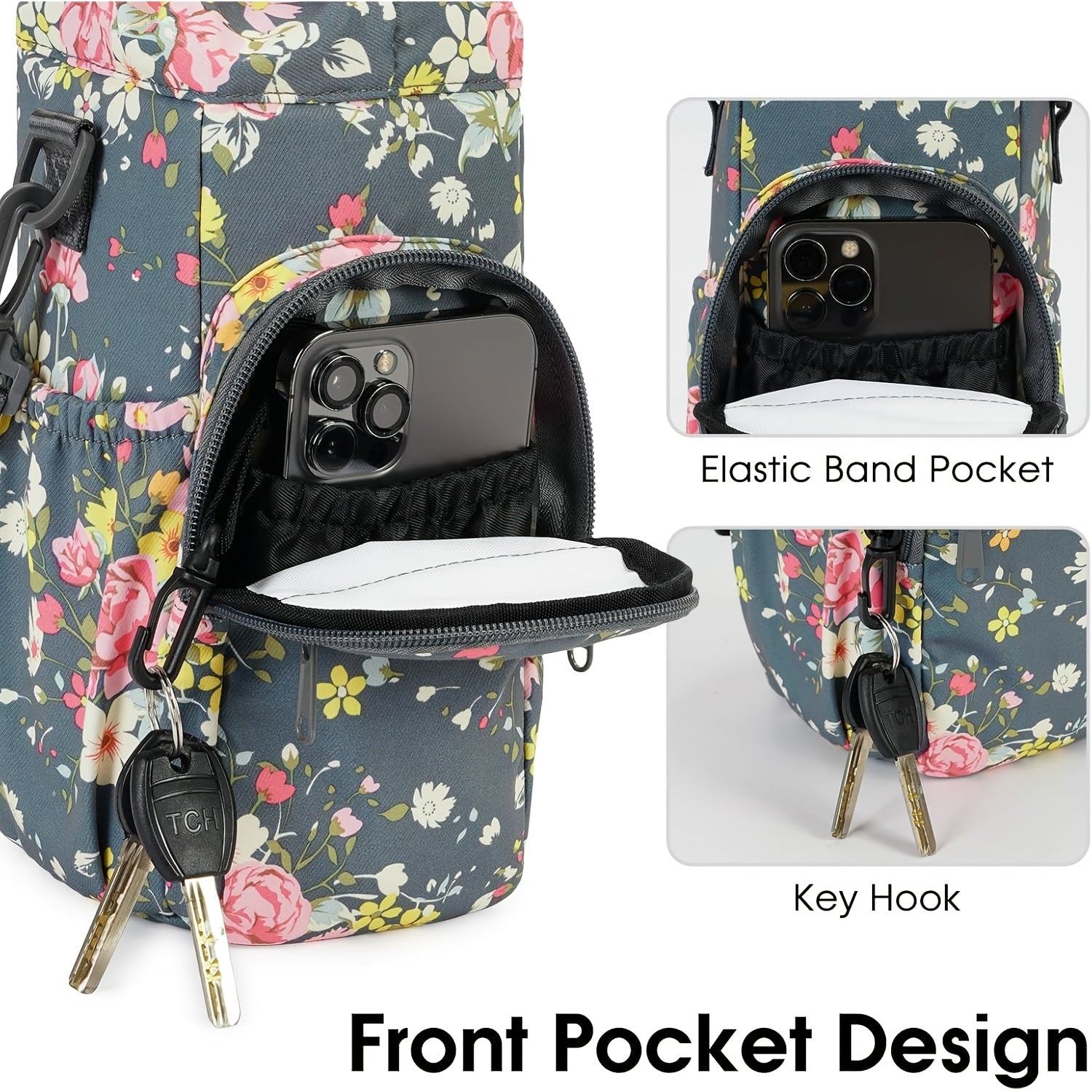 Water Bottle Carrier Bag with Phone Pocket for Stanley Cup 40/30oz,Insulated Neoprene Water Bottle Holder Cross-body Carrier Bag with Adjustable Shoulder & Handheld Strap