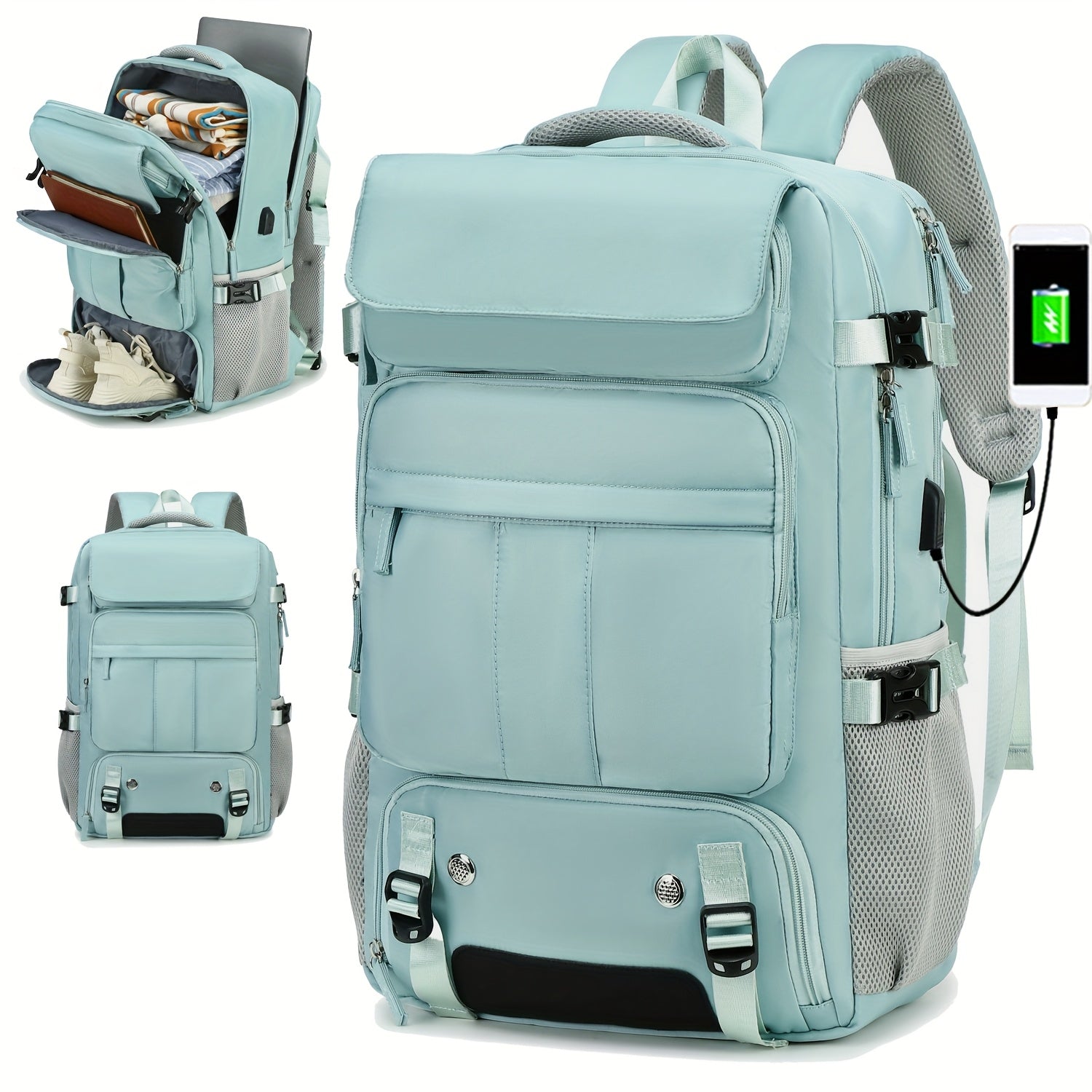 Travel Backpack for Women Men Carry On Backpack fits 16” Laptop Waterproof Convertible Backpack with Shoe Compartment