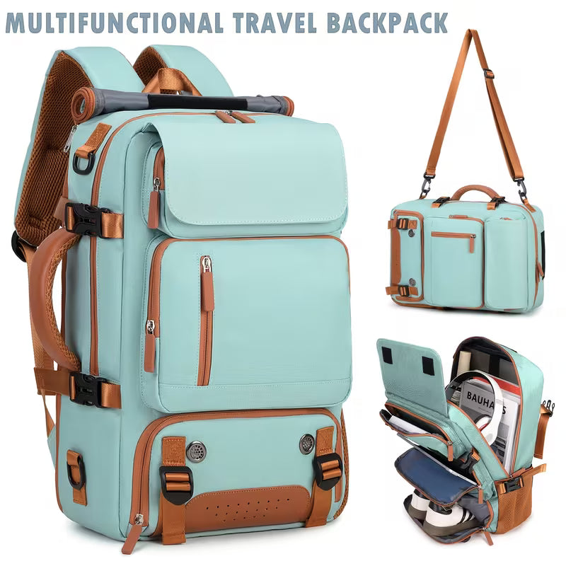 Travel Backpack for Women Men Carry On Backpack fits 16” Laptop Waterproof Convertible Backpack with Shoe Compartment (Grey)