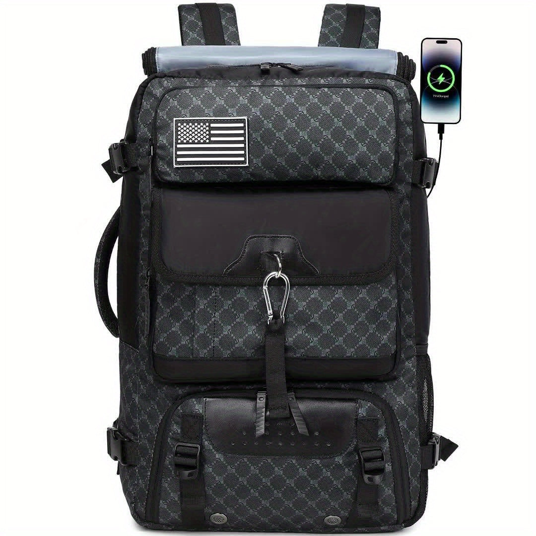 Lightweight Travel Backpack, Polyester Lining, Adjustable Straps, USB Charging, With Shoe Compartment, Zip Closure, Unisex Outdoor Camping Backpacks