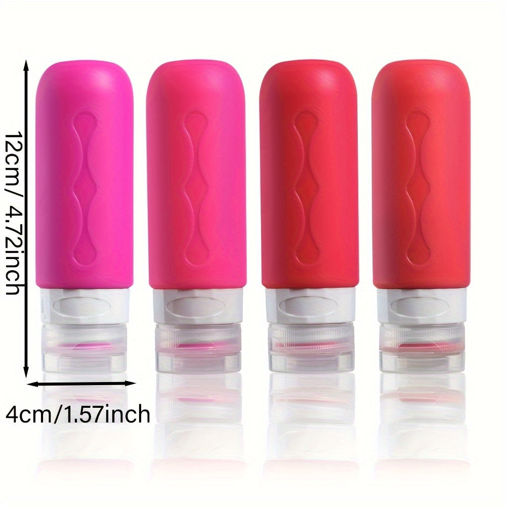 Silicone Travel Bottles - TSA-Approved Leakproof Containers - BPA-Free Fillable Liquid Travel Accessories, 3 oz, Round Unscented for Shampoo Lotion, Hand Wash, etc...